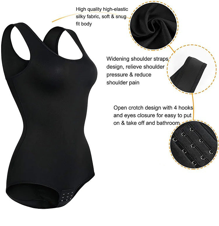 Women Waist Trainer Bodysuit Slim Full Body Shapewear Seamless Round Neck  Jumpsuits Tummy Control Tops